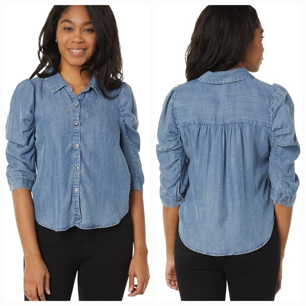Splendid Women's Serena Long Sleeve Shirt Blue Small NEW